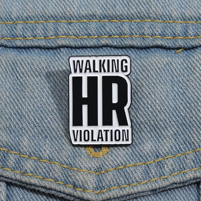 Minimalist HR Symbol Black and White Metal Brooch Pin Lapel Pin for Clothing and Accessories