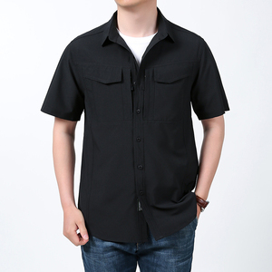 Nuova Collezione Estiva: Camicia da Uomo a Maniche Corte in Popeline con Cerniera e Perline, Elasticizzata, ad Asciugatura Rapida, Senza Stiratura, Lavabile in Lavatrice, per Lavoro e Casual - Product Image 6
