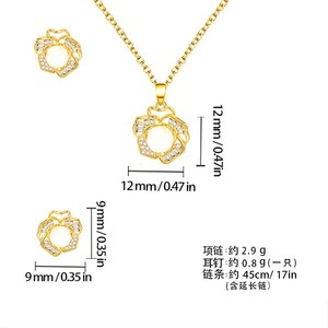 Ensemble de boucles d'oreilles et collier en forme de fleur de perle brillante, en alliage de cuivre, imitation perle, bijoux de luxe à porter au quotidien - Product Image 5