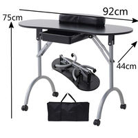 Table de Manucure Pliante Portable en Métal Moderne avec Roues, Châssis en Tube Métallique, Facile à Nettoyer, Usage Commercial pour Atelier