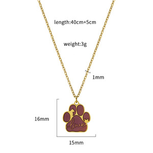 Animal Paw Print Pendant Necklace Gold Chain Unisex Fashion Jewelry For Pet Lovers - Product Image 4