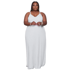 Robe longue décontractée grande taille 5XL pour femmes couleur unie avec taille naturelle vêtements sexy pour femmes - Product Image 5