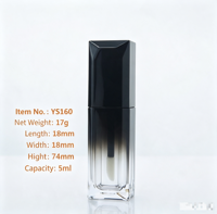 Tube de brillant à lèvres vide en gros, dégradé multicolore, 5 ml, rose/noir/blanc/bleu, emballage cosmétique personnalisé avec logo