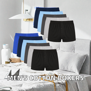 Calzoncillos bóxer para hombre con logotipo personalizado, transpirables, de mezcla de algodón, con estampado, ajuste holgado, conjunto de ropa interior. - Product Image 2