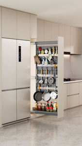 Mueble de despensa extraíble <span class=keywords><strong>alto</strong></span> de alta calidad con panel perforado moderno para balcón en gabinetes - Product Image 5