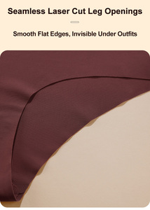 Culottes pour femmes en coton antibactérien 3A avec logo personnalisé, vente en gros, coupe laser, taille haute, invisibles, sans couture - Product Image 4