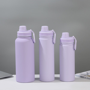 Bouteille isotherme portable en acier inoxydable 304 de 500 ml et 750 ml avec logo personnalisé, double paroi, paille et plusieurs couvercles - Product Image 3