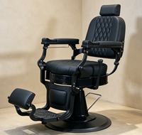 Fauteuil de barbier vintage, hydraulique, inclinable, noir, robuste, mobilier de salon de coiffure, fauteuil de barbier professionnel