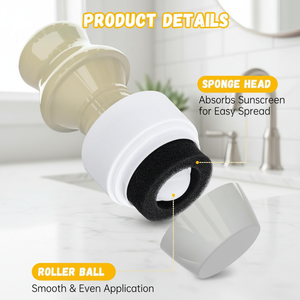 Applicateur de crème solaire rechargeable pour la plage et la piscine, 100 ml, éponge roll-on, conforme aux normes TSA, anti-fuite, sans BPA, pour les vacances d'été en famille, pour les enfants - Product Image 1