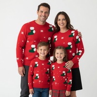 Pull de Noël en tricot assorti pour la famille FNJIA, motif flocon de neige jacquard, tenue de fête de Noël pour la famille