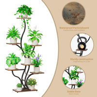 Support pour plantes de 65 pouces avec éclairage LED à spectre complet, étagère d'angle en bois et métal imperméable, capacité de 22 lb, étagère intérieure gain de place
