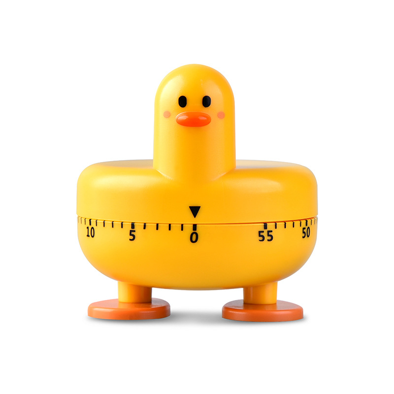 WMT64 Yellow Mechanical Duck Timer Kitchen Timer 60- Minute Wind Up Dial 360 Rotating Calculagraph Cartoon Animal Kitchen Timer