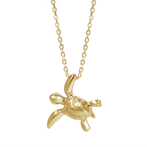 Collar con colgante de tortuga <span class=keywords><strong>Honu</strong></span> de plata de ley chapada en oro de dos tonos, joyería de playa de plata 925 - Product Image 2