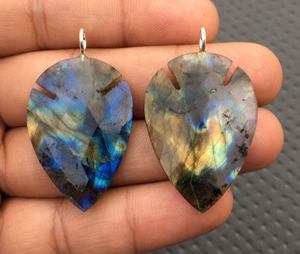 Labradorite naturelle pierres précieuses bleu feu facettes poire forme perles pendentif 925 argent Sterling breloques femmes bijoux - Product Image 4