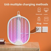 Nouvelle raquette électrique anti-moustiques domestique, modèle double usage rechargeable par USB, pliable, multifonction, non toxique