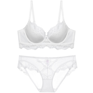 Sous-vêtements en dentelle européens et américains pour femmes, soutien-gorge en coton fin pour petites poitrines, ensemble sexy et respirant - Product Image 2