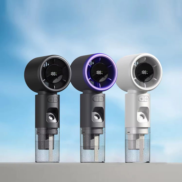 Portable Handheld Misting Fan Rechargeable Battery Operated Spray Water Mist Fan 1 to 100 Speed Wind Mini Turbo Fan
