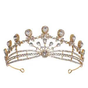 Golden Crown Decoration Headpiece Crystal Bride To Be Tiara Bridal Tiaras