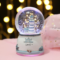 Boîte à musique carrousel en céramique couleur changeante lumière Led musique boule de neige cadeau anniversaire boule de neige boîte à musique
