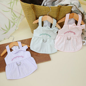 Vestido de verano delgado para perros, estilo coreano, dinámico, con correa, fabricante mayorista de vestidos para perros, ropa para perros - Product Image 1