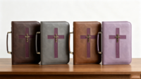 Housse de Bible en cuir vegan, sac de transport pour Bible avec poche pour téléphone, étui pour Bible pour hommes et femmes, grand format avec fermeture éclair