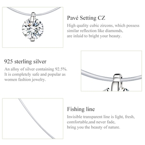 Qings Linea di Pesca di 925 Collana In Argento Lucido di Cristallo di Zircon Dei Monili Della Collana Per Le Donne Collana di Diamanti - Product Image 5