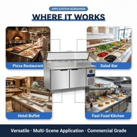 Table de préparation de salades commerciale à 2 portes en acier inoxydable 304, réfrigérateur sous comptoir, refroidissement par air, contrôle numérique de la température