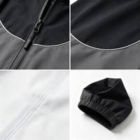 Chaqueta Cortavientos Personalizada Unisex Retro con Bloques de Color, de Tejido Softshell Grueso y Transpirable, Tallas Grandes, Puños Elásticos, Cuello Alto, Estilo Urbano de Primavera