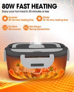 Boîte à lunch chauffante 110V/12V/24V 40W 60W 80W, chauffe-aliments, 2 compartiments, boîte à lunch électrique pour adultes, voiture, camion, travail, voyage - Product Image 4