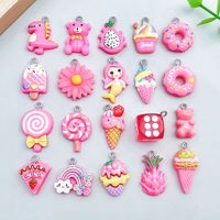 Breloques en résine rose Kawaii tendance, formes sucette, donut, sirène, avec mini mousqueton fourni pour sac, boîte, porte-clés