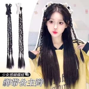 Extensions de cheveux tressées longues avec pinces, style nœud papillon princesse, pour femmes, en fibre haute température, pour queue de cheval tressée, style Miss - Product Image 1