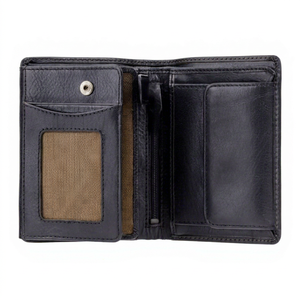 Cartera Triple de Cuero Genuino Crazy Horse Vintage para Hombre, con Logotipo Personalizado, Tarjetero de Cuero Real, Modelo LTW-0222 - Product Image 1