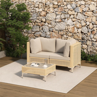 Ensemble de salon moderne en rotin pour patio, canapé 2 places en osier avec table basse pour véranda et jardin