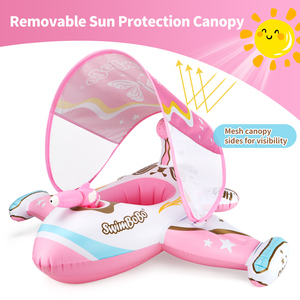 Flotador de Natación para Niños Swimbobo Cool Pink Plane, Anillo de Natación Inflable de PVC, Asiento de Seguridad para Niños con Toldo - Product Image 3