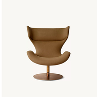 Moderner Luxus-Drehsessel mit Hoher Rückenlehne, Kamelbrauner Stoff, Umweltfreundlich, Langlebig, Bequem Gepolstert, Einzelsofa mit Metallbeinen für Schlafzimmer