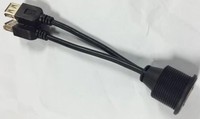 Kabel Panel Mount USB 2.0 Double Female ke Double Female Grosir Pabrik, Konduktor Tembaga, Panjang 15CM, Warna Hitam untuk Lubang