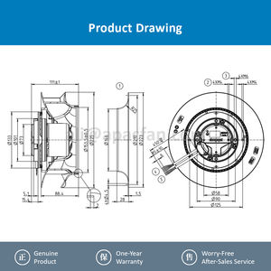 พัดลมแบบแรงเหวี่ยง ebmpapst รุ่น VBS0225RSLFS-8317082558 ขนาด 225*225*99 มม. แรงดันไฟฟ้า 230 โวลต์ กำลังไฟ 170 วัตต์ ความเร็วรอบ 2800 รอบต่อนาที อัตราการไหล 724 ลูกบาศก์เมตร/ชั่วโมง กระแสไฟ 1.3 แอมป์ แบบลูกปืน สำหรับอินเวอร์เตอร์ วัสดุพลาสติก ผลิตตามแบบ OEM - Product Image 4