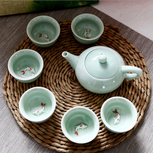 <strong>Chinese</strong> Traditional Fish Design Porcelain Green Eco-Friendly <strong>Tea</strong> <strong>Set</strong> - Product Image 4