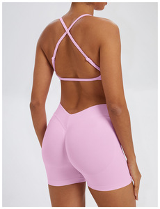 Ensembles de vêtements de sport pour femmes de haute qualité, soutien-gorge sans couture, dos en V, short taille basse ajusté, pour la gym, la course, le yoga, l'entraînement et le fitness - Product Image 3