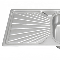 Évier de cuisine en acier inoxydable à cuve unique à poser sur le comptoir avec égouttoir, pour appartement, taille 910*450mm
