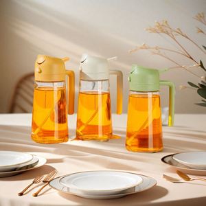 Botella de aceite de vidrio transparente de doble uso con boquilla de alta presión y diseño de pulverización a presión, apta para uso doméstico en la cocina, segura para alimentos y fiestas. - Product Image 3