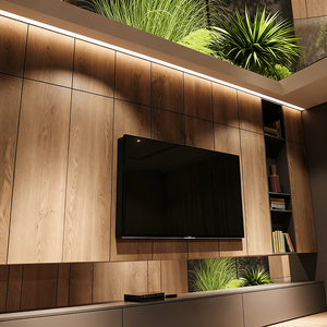 Mobile TV <span class=keywords><strong>Moderno</strong></span> di Lusso BOSNiE, Sospeso a <span class=keywords><strong>Parete</strong></span>, Centro di Intrattenimento in Legno Personalizzato, Console Multimediale con Armadietto Portaoggetti per Camera da Letto - Product Image 3