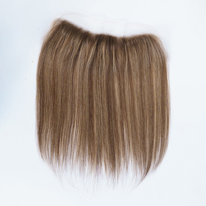 Ready to Ship Balayage Brown Natural Preplucked Swiss Lace Hairline Human Hair Piece 1.5x12'' Swiss HD Lace for Thinning Hair - Product Image 4