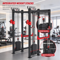 Rack de squat robuste à six poteaux avec machine à câbles intégrée – Équipement de fitness pour la musculation
