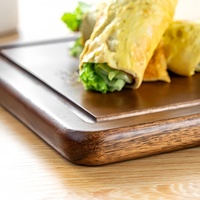 Planche à découper en bois d'acacia de qualité supérieure, vente en gros, poignée en fibre solide, accessoires de cuisine pour la viande et la charcuterie, rectangle, 2,0 cm, durable