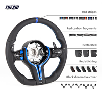 Volant sport bleu personnalisé en cuir pour BMW E70 E71 E83 E84 E85E81 E82 E87 E88 E89 E90 E91 E92 E93 entièrement en cuir