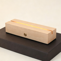 Support de lampe rectangulaire USB en bois pour LED, base de lampe de nuit en acrylique, supports de lumières 3D en bois, base de lampe de table avec logo, décoration de chambre