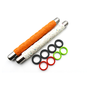 Accessoires de cuisine Rouleau à pâte 3D 14 pouces à motifs, cercles de mesure en silicone réglables pour la cuisine DIY Pizza/Raviolis/Emballage de pâte - Product Image 2