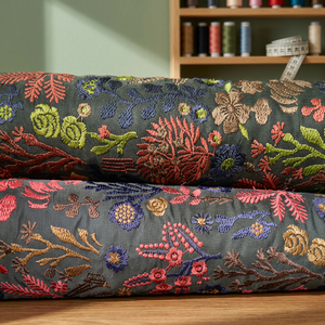 Tissu brodé anti-moisissure à motif animalier 100% coton léger pour accessoires - Product Image 3