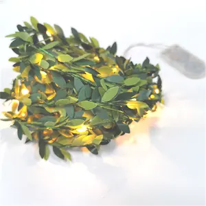 LED fairy lights with leaves silver wire string light CR2032 battery operated 2 M 20 leds warm White Party Christmas decoration